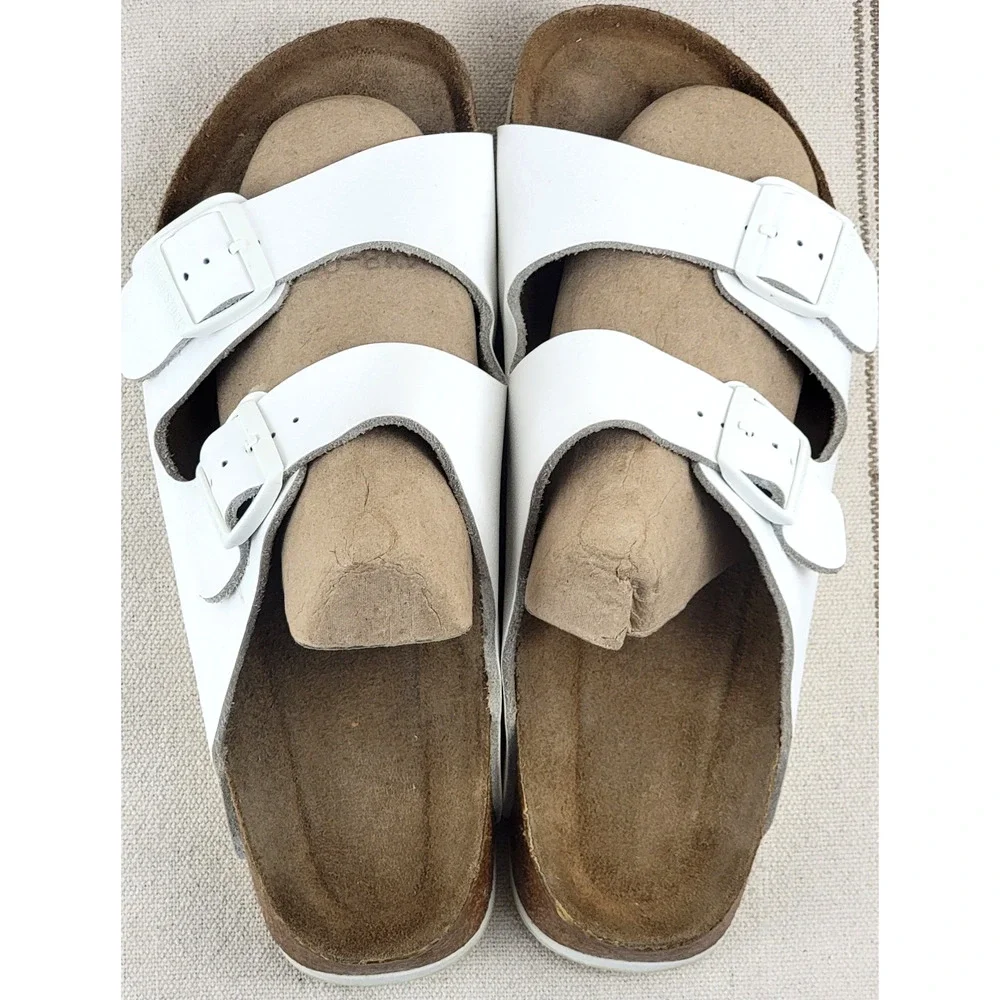 Birkenstock Arizona Unisex Sandals Slides Shoes Birko-Flor White EU45 USM 12